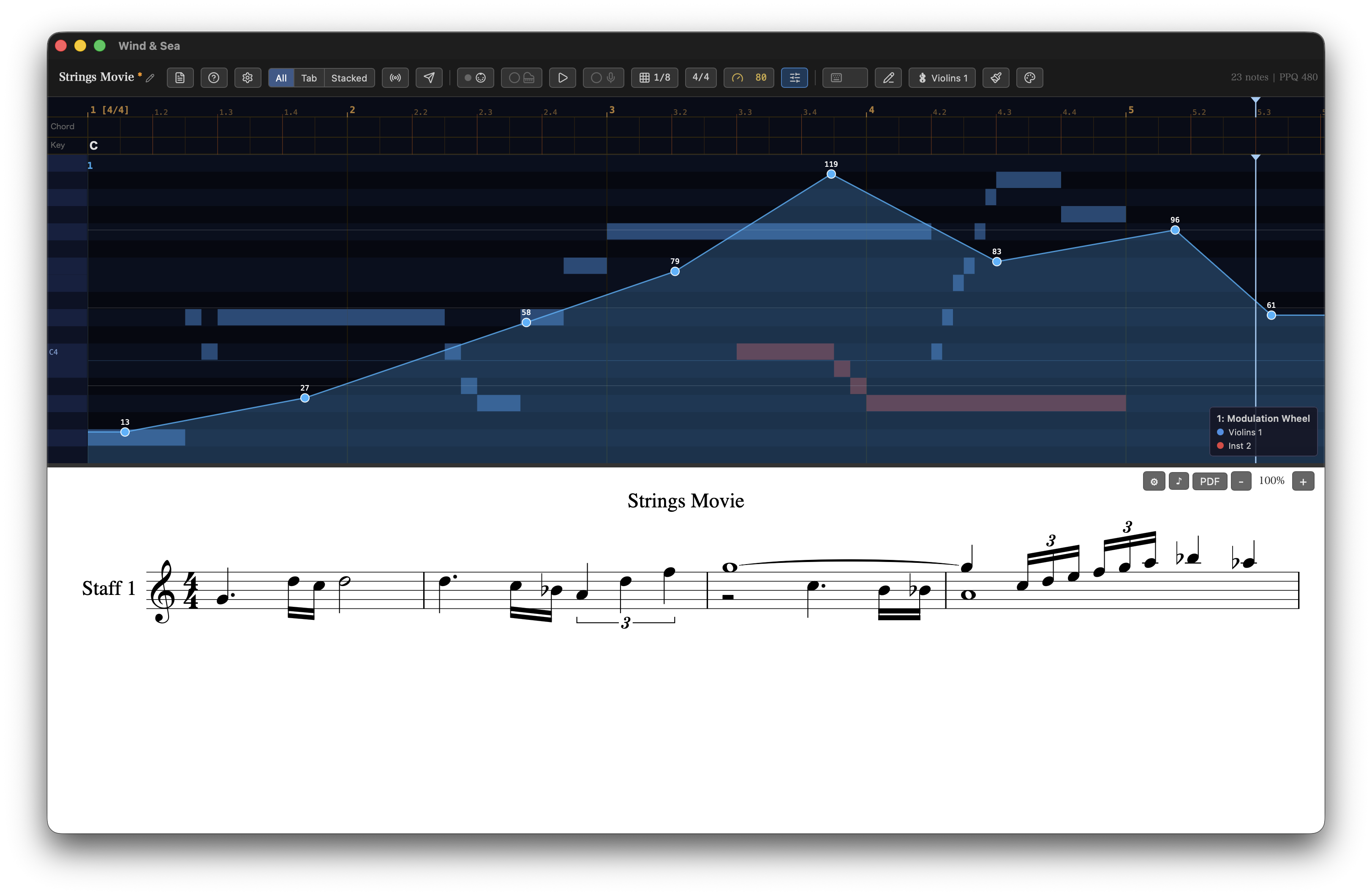 Wind & Sea — CC automation with notation